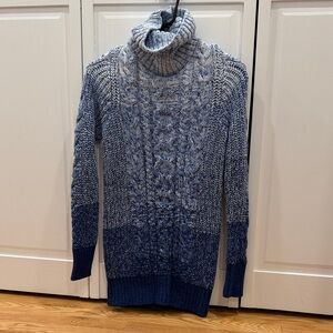 GAP Blue Ombre Cable Turtleneck Sweater